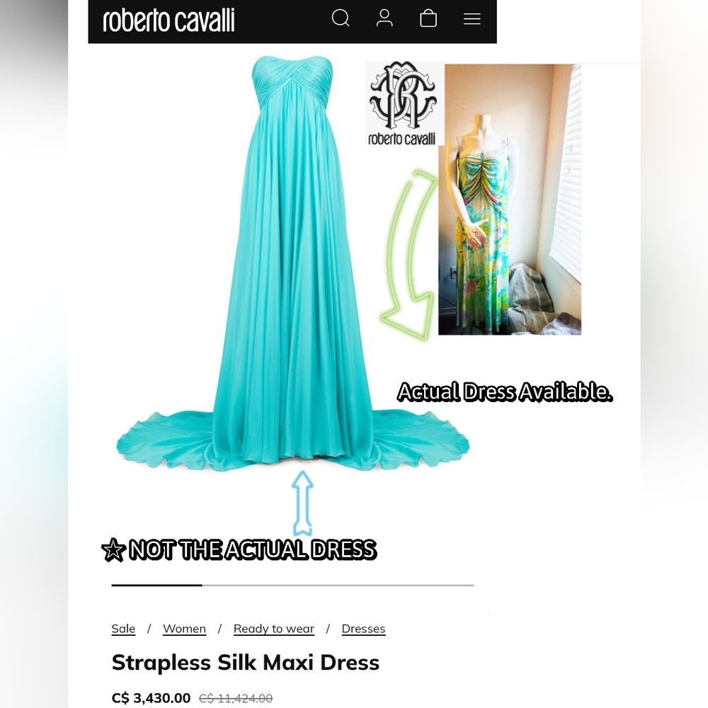 Absolutely STUNNING ๐ NWT Authentic Roberto Cavalli Strapless Dress (Col 437) - Picture 5 of 12